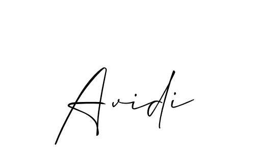 Use a signature maker to create a handwritten signature online. With this signature software, you can design (Allison_Script) your own signature for name Avidi. Avidi signature style 2 images and pictures png