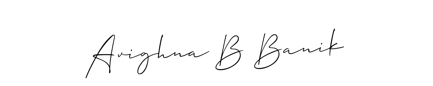 Create a beautiful signature design for name Avighna B Banik. With this signature (Allison_Script) fonts, you can make a handwritten signature for free. Avighna B Banik signature style 2 images and pictures png