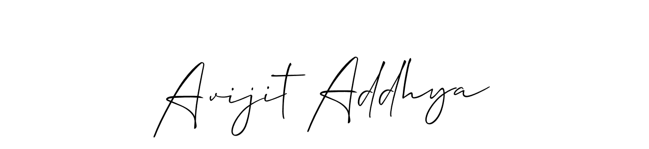 The best way (Allison_Script) to make a short signature is to pick only two or three words in your name. The name Avijit Addhya include a total of six letters. For converting this name. Avijit Addhya signature style 2 images and pictures png