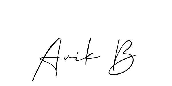 Design your own signature with our free online signature maker. With this signature software, you can create a handwritten (Allison_Script) signature for name Avik B. Avik B signature style 2 images and pictures png