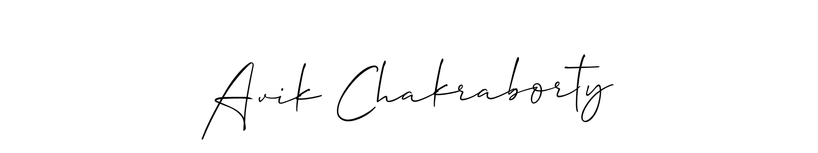 Make a short Avik Chakraborty signature style. Manage your documents anywhere anytime using Allison_Script. Create and add eSignatures, submit forms, share and send files easily. Avik Chakraborty signature style 2 images and pictures png