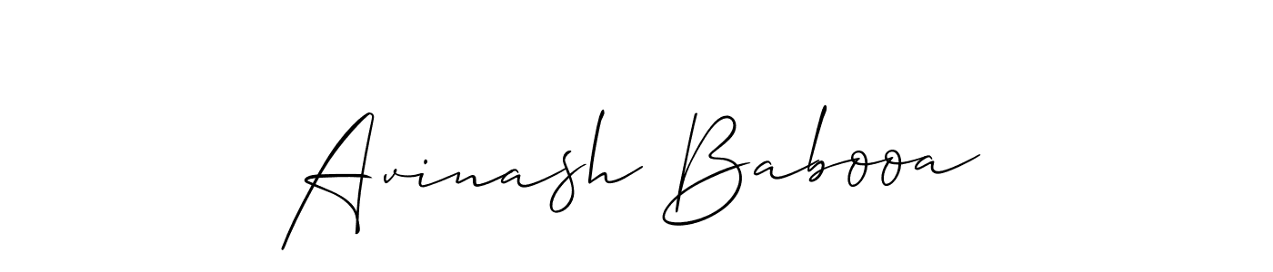 The best way (Allison_Script) to make a short signature is to pick only two or three words in your name. The name Avinash Babooa include a total of six letters. For converting this name. Avinash Babooa signature style 2 images and pictures png