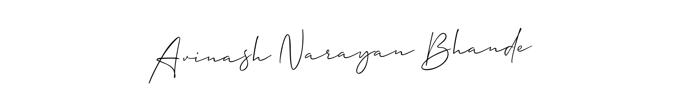 The best way (Allison_Script) to make a short signature is to pick only two or three words in your name. The name Avinash Narayan Bhande include a total of six letters. For converting this name. Avinash Narayan Bhande signature style 2 images and pictures png