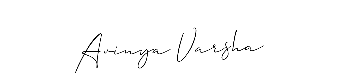 The best way (Allison_Script) to make a short signature is to pick only two or three words in your name. The name Avinya Varsha include a total of six letters. For converting this name. Avinya Varsha signature style 2 images and pictures png