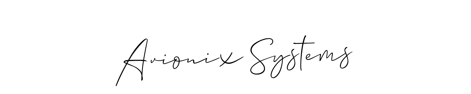 Allison_Script is a professional signature style that is perfect for those who want to add a touch of class to their signature. It is also a great choice for those who want to make their signature more unique. Get Avionix Systems name to fancy signature for free. Avionix Systems signature style 2 images and pictures png