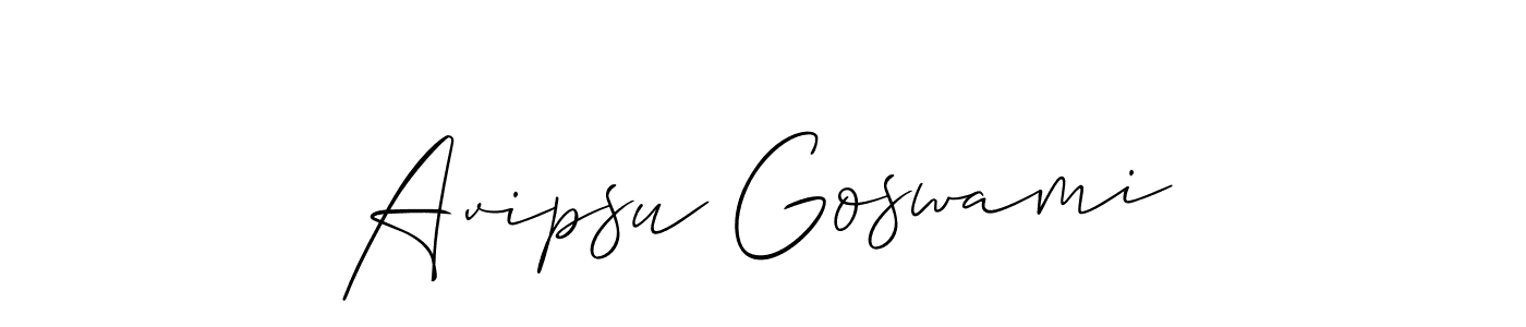 Create a beautiful signature design for name Avipsu Goswami. With this signature (Allison_Script) fonts, you can make a handwritten signature for free. Avipsu Goswami signature style 2 images and pictures png