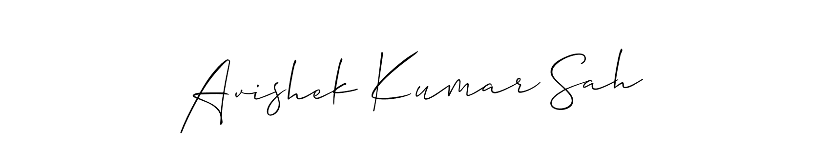 The best way (Allison_Script) to make a short signature is to pick only two or three words in your name. The name Avishek Kumar Sah include a total of six letters. For converting this name. Avishek Kumar Sah signature style 2 images and pictures png