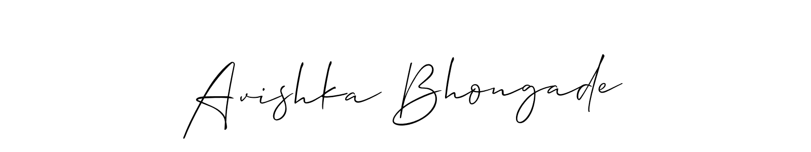 How to make Avishka Bhongade name signature. Use Allison_Script style for creating short signs online. This is the latest handwritten sign. Avishka Bhongade signature style 2 images and pictures png