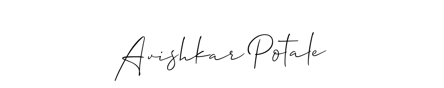 The best way (Allison_Script) to make a short signature is to pick only two or three words in your name. The name Avishkar Potale include a total of six letters. For converting this name. Avishkar Potale signature style 2 images and pictures png