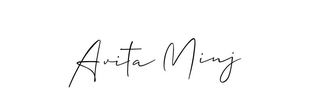 How to make Avita Minj name signature. Use Allison_Script style for creating short signs online. This is the latest handwritten sign. Avita Minj signature style 2 images and pictures png