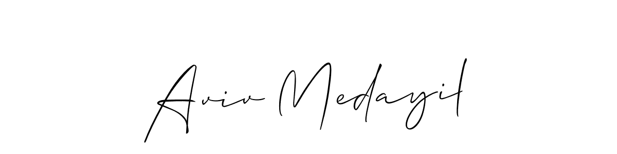 This is the best signature style for the Aviv Medayil name. Also you like these signature font (Allison_Script). Mix name signature. Aviv Medayil signature style 2 images and pictures png