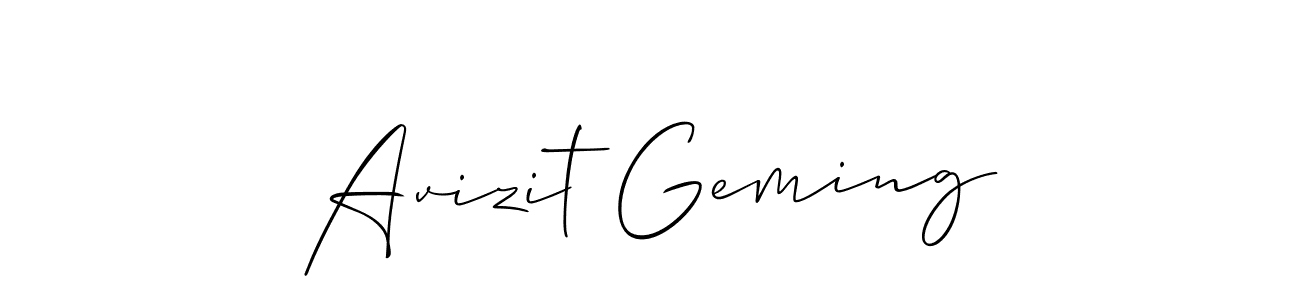 Make a beautiful signature design for name Avizit Geming. With this signature (Allison_Script) style, you can create a handwritten signature for free. Avizit Geming signature style 2 images and pictures png