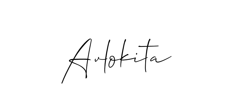 Create a beautiful signature design for name Avlokita. With this signature (Allison_Script) fonts, you can make a handwritten signature for free. Avlokita signature style 2 images and pictures png