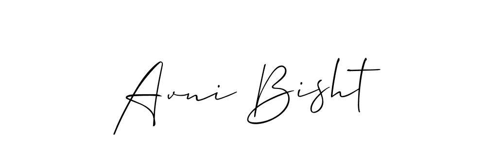 Also You can easily find your signature by using the search form. We will create Avni Bisht name handwritten signature images for you free of cost using Allison_Script sign style. Avni Bisht signature style 2 images and pictures png