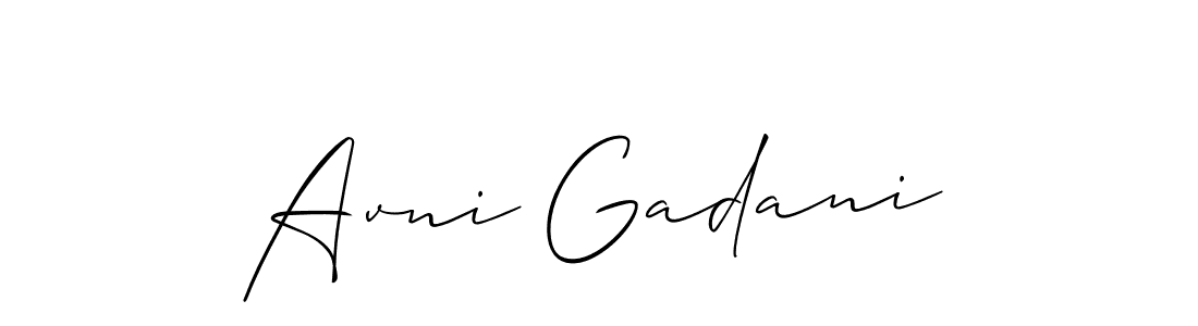 You should practise on your own different ways (Allison_Script) to write your name (Avni Gadani) in signature. don't let someone else do it for you. Avni Gadani signature style 2 images and pictures png