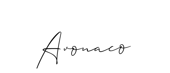 The best way (Allison_Script) to make a short signature is to pick only two or three words in your name. The name Avonaco include a total of six letters. For converting this name. Avonaco signature style 2 images and pictures png