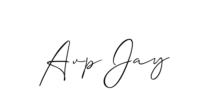 Make a beautiful signature design for name Avp Jay. With this signature (Allison_Script) style, you can create a handwritten signature for free. Avp Jay signature style 2 images and pictures png