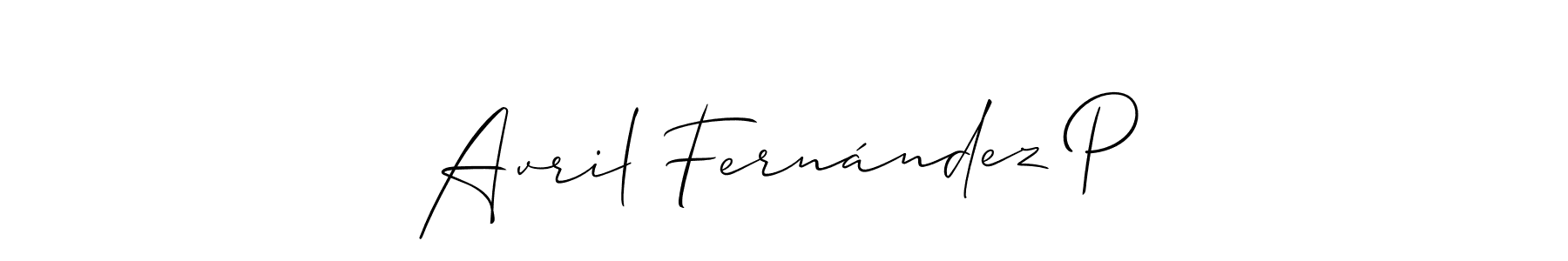 Make a beautiful signature design for name Avril Fernández P. With this signature (Allison_Script) style, you can create a handwritten signature for free. Avril Fernández P signature style 2 images and pictures png