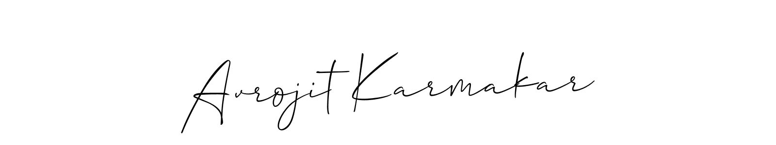 Also we have Avrojit Karmakar name is the best signature style. Create professional handwritten signature collection using Allison_Script autograph style. Avrojit Karmakar signature style 2 images and pictures png