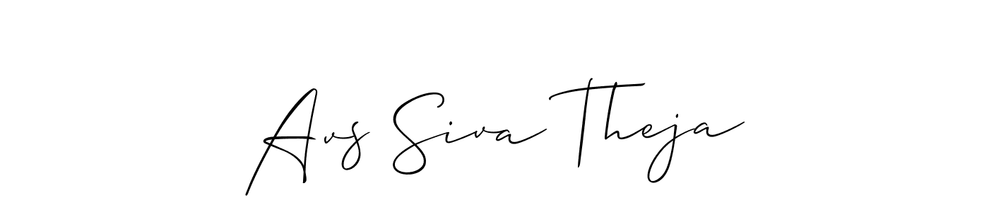 Design your own signature with our free online signature maker. With this signature software, you can create a handwritten (Allison_Script) signature for name Avs Siva Theja. Avs Siva Theja signature style 2 images and pictures png