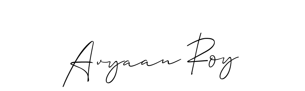 The best way (Allison_Script) to make a short signature is to pick only two or three words in your name. The name Avyaan Roy include a total of six letters. For converting this name. Avyaan Roy signature style 2 images and pictures png