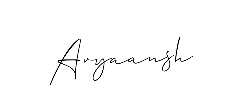Use a signature maker to create a handwritten signature online. With this signature software, you can design (Allison_Script) your own signature for name Avyaansh. Avyaansh signature style 2 images and pictures png