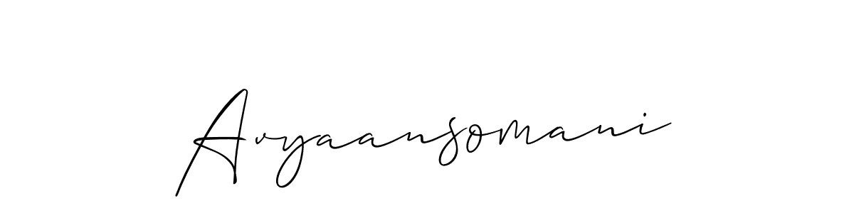 Allison_Script is a professional signature style that is perfect for those who want to add a touch of class to their signature. It is also a great choice for those who want to make their signature more unique. Get Avyaansomani name to fancy signature for free. Avyaansomani signature style 2 images and pictures png