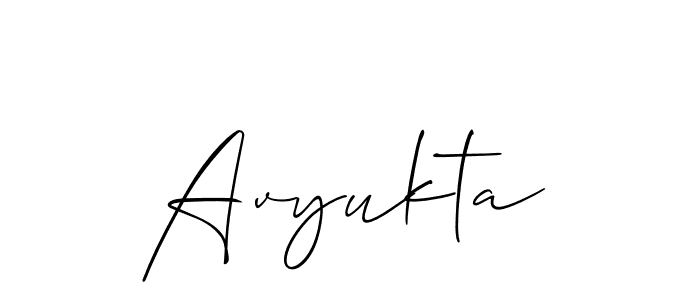 The best way (Allison_Script) to make a short signature is to pick only two or three words in your name. The name Avyukta include a total of six letters. For converting this name. Avyukta signature style 2 images and pictures png