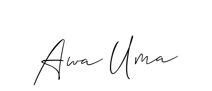 Allison_Script is a professional signature style that is perfect for those who want to add a touch of class to their signature. It is also a great choice for those who want to make their signature more unique. Get Awa Uma name to fancy signature for free. Awa Uma signature style 2 images and pictures png