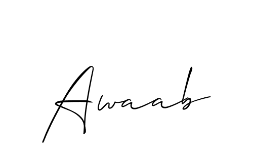 Awaab stylish signature style. Best Handwritten Sign (Allison_Script) for my name. Handwritten Signature Collection Ideas for my name Awaab. Awaab signature style 2 images and pictures png