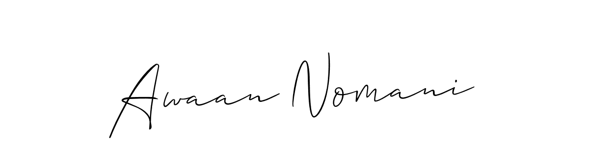 Allison_Script is a professional signature style that is perfect for those who want to add a touch of class to their signature. It is also a great choice for those who want to make their signature more unique. Get Awaan Nomani name to fancy signature for free. Awaan Nomani signature style 2 images and pictures png