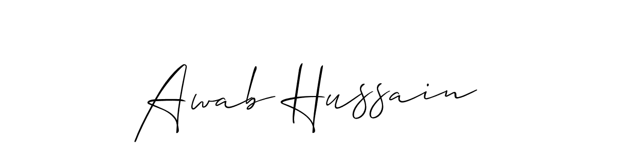 Also You can easily find your signature by using the search form. We will create Awab Hussain name handwritten signature images for you free of cost using Allison_Script sign style. Awab Hussain signature style 2 images and pictures png