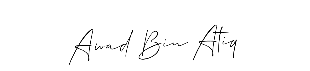 How to Draw Awad Bin Atiq signature style? Allison_Script is a latest design signature styles for name Awad Bin Atiq. Awad Bin Atiq signature style 2 images and pictures png