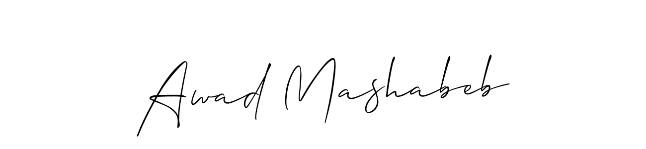 You can use this online signature creator to create a handwritten signature for the name Awad Mashabeb. This is the best online autograph maker. Awad Mashabeb signature style 2 images and pictures png