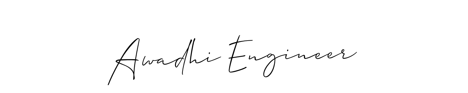 The best way (Allison_Script) to make a short signature is to pick only two or three words in your name. The name Awadhi Engineer include a total of six letters. For converting this name. Awadhi Engineer signature style 2 images and pictures png
