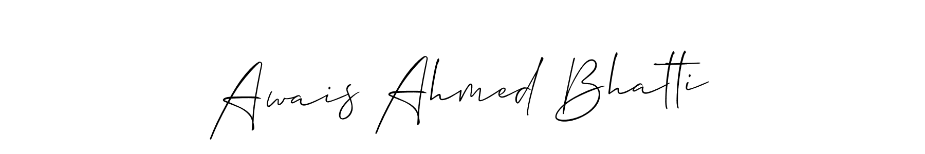 Make a beautiful signature design for name Awais Ahmed Bhatti. With this signature (Allison_Script) style, you can create a handwritten signature for free. Awais Ahmed Bhatti signature style 2 images and pictures png