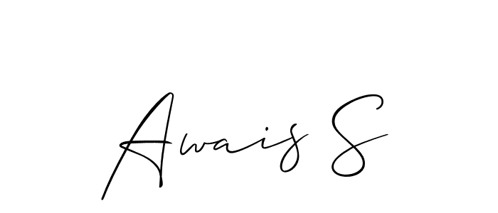 The best way (Allison_Script) to make a short signature is to pick only two or three words in your name. The name Awais S include a total of six letters. For converting this name. Awais S signature style 2 images and pictures png