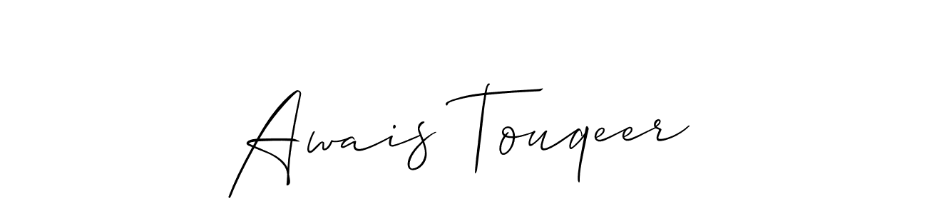 Create a beautiful signature design for name Awais Touqeer. With this signature (Allison_Script) fonts, you can make a handwritten signature for free. Awais Touqeer signature style 2 images and pictures png