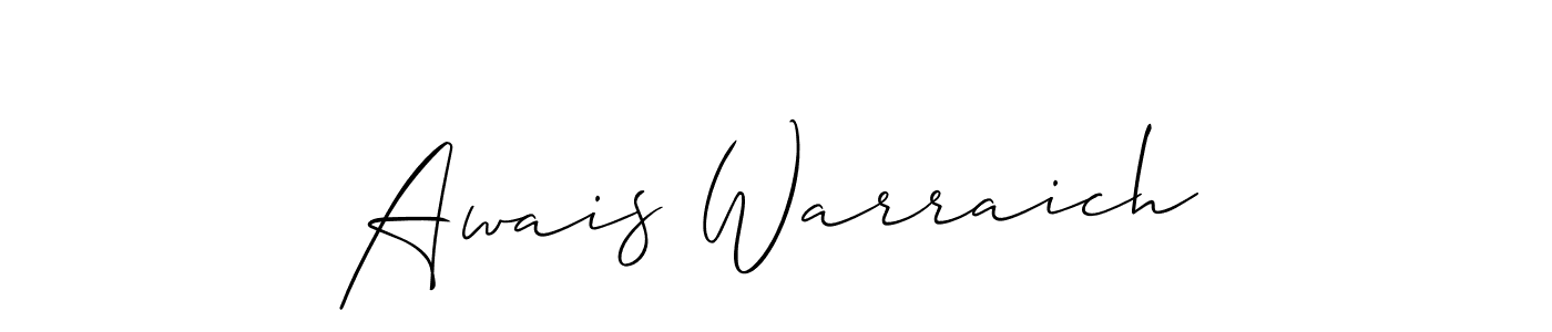 The best way (Allison_Script) to make a short signature is to pick only two or three words in your name. The name Awais Warraich include a total of six letters. For converting this name. Awais Warraich signature style 2 images and pictures png