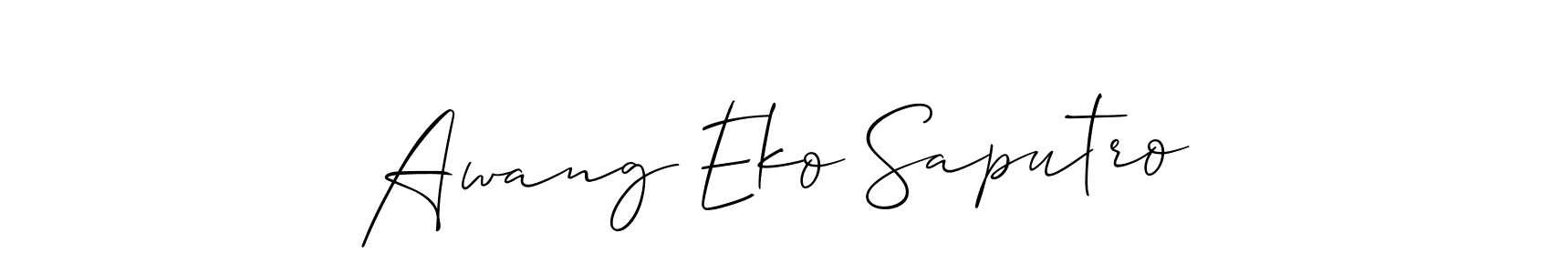This is the best signature style for the Awang Eko Saputro name. Also you like these signature font (Allison_Script). Mix name signature. Awang Eko Saputro signature style 2 images and pictures png