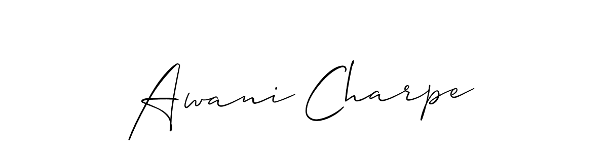 How to make Awani Charpe name signature. Use Allison_Script style for creating short signs online. This is the latest handwritten sign. Awani Charpe signature style 2 images and pictures png