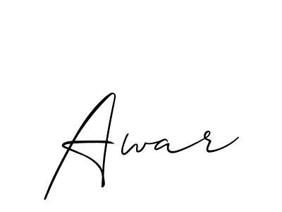 Make a beautiful signature design for name Awar. With this signature (Allison_Script) style, you can create a handwritten signature for free. Awar signature style 2 images and pictures png