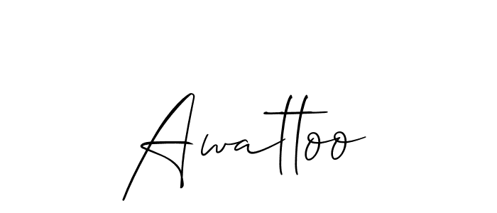 The best way (Allison_Script) to make a short signature is to pick only two or three words in your name. The name Awattoo include a total of six letters. For converting this name. Awattoo signature style 2 images and pictures png
