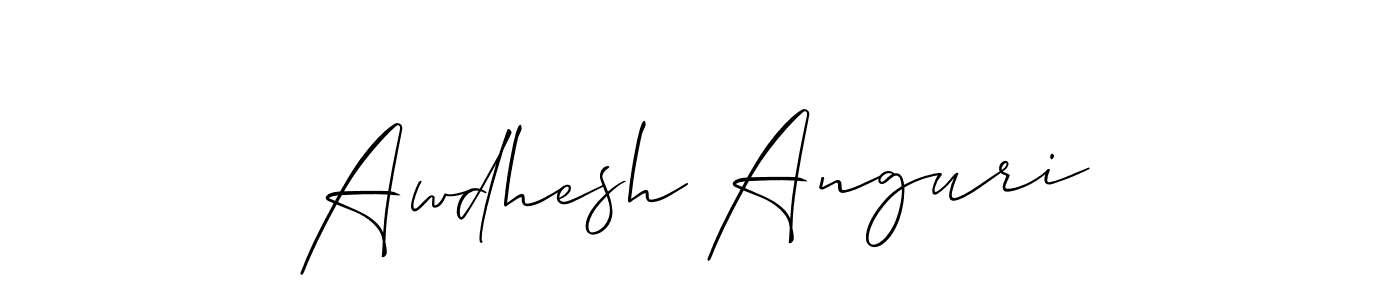 The best way (Allison_Script) to make a short signature is to pick only two or three words in your name. The name Awdhesh Anguri include a total of six letters. For converting this name. Awdhesh Anguri signature style 2 images and pictures png