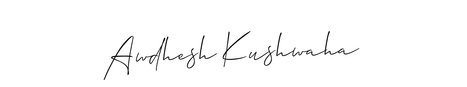 The best way (Allison_Script) to make a short signature is to pick only two or three words in your name. The name Awdhesh Kushwaha include a total of six letters. For converting this name. Awdhesh Kushwaha signature style 2 images and pictures png