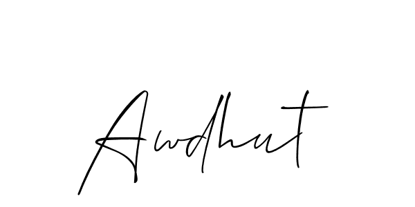 Use a signature maker to create a handwritten signature online. With this signature software, you can design (Allison_Script) your own signature for name Awdhut. Awdhut signature style 2 images and pictures png