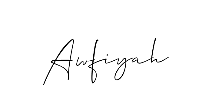 Design your own signature with our free online signature maker. With this signature software, you can create a handwritten (Allison_Script) signature for name Awfiyah. Awfiyah signature style 2 images and pictures png