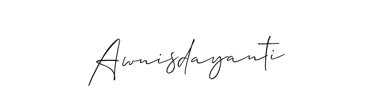 How to make Awnisdayanti signature? Allison_Script is a professional autograph style. Create handwritten signature for Awnisdayanti name. Awnisdayanti signature style 2 images and pictures png