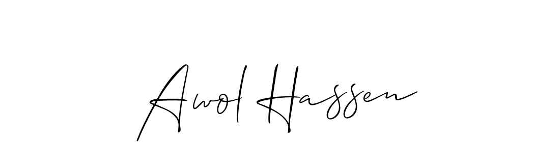 How to make Awol Hassen name signature. Use Allison_Script style for creating short signs online. This is the latest handwritten sign. Awol Hassen signature style 2 images and pictures png