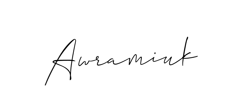 The best way (Allison_Script) to make a short signature is to pick only two or three words in your name. The name Awramiuk include a total of six letters. For converting this name. Awramiuk signature style 2 images and pictures png